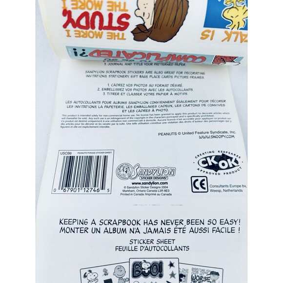 Vintage 2004 Sandy Lion‎ Sticker Roll Peanuts Sayings Phrase Snoopy Scrapbooking - Picture 5 of 11